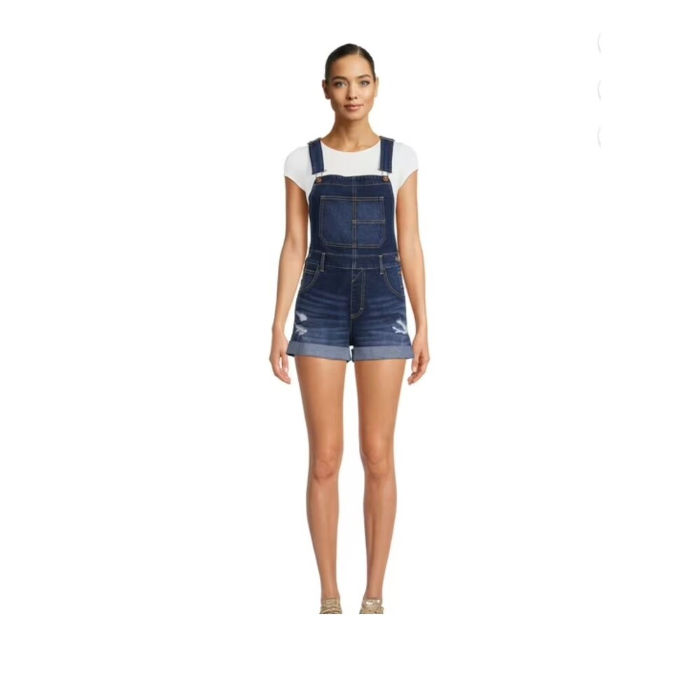 No Boundaries NWT Juniors Medium 7 9 Shortalls Overalls Dark Wash